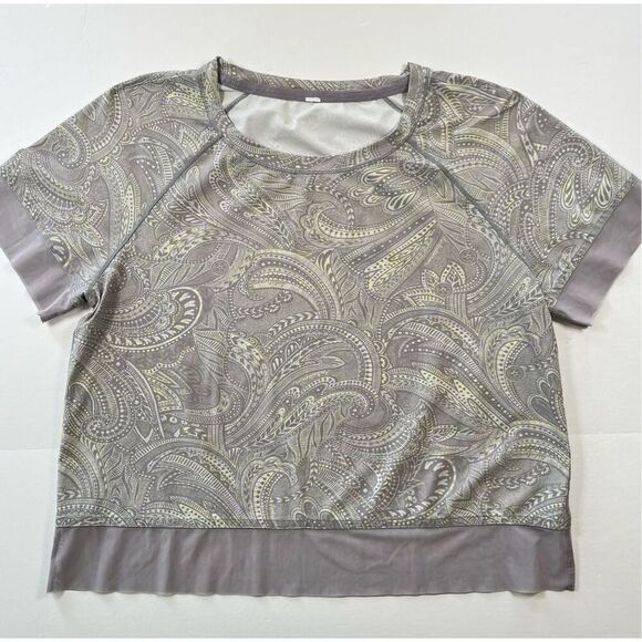 lululemon athletica Tops - Lululemon Stripe In Stride Short Sleeve In Spirit Multi Mesh Detail Size 8 EUC